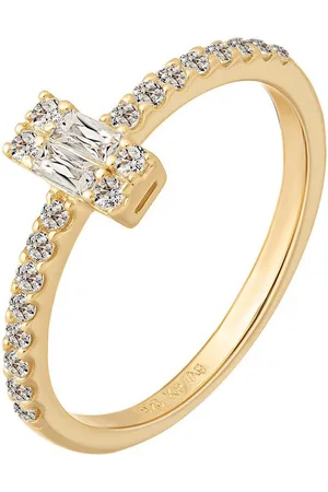 CAÏ Fingerring 925 Sterling Silber vergoldet mit Zirkonia