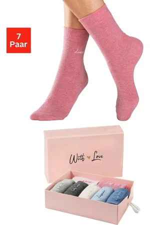 Lascana Basicsocken (Box, 7-Paar) mit hochwertiger Logo Stickerei