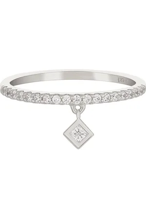 CAÏ Fingerring 925 Sterling Silber rhodiniert Anhänger Raute Zirkonia