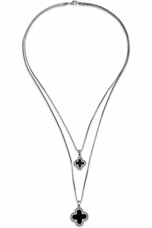 Firetti Kette mit Anhänger Kreuz, zweireihig, mit Glasstein