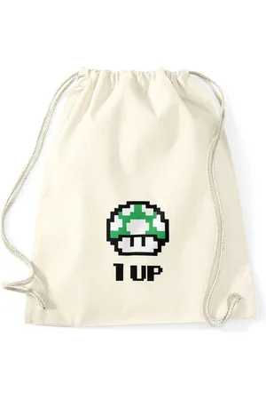 MoonWorks Turnbeutel Turnbeutel Geburtstag Retro Pixel-Pilz 1-Up-Pilz Level-Up Gaming Konsole 90er ® - Verkäufer: Akowi