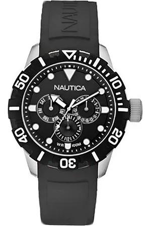 Nautica Quarzuhr Damen Uhr A13643G Kautschuk, (Analoguhr), Damenuhr rund, groß (ca. 44mm), Edelstahl, Kautschukarmband, Sport - Verkäufer: Fit4Style Silberschmuck - IMPPAC