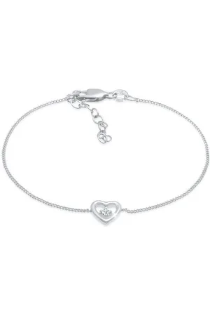 Elli DIAMONDS Armband Herz Liebe Romantik Diamant (0.03 ct) 925 Silber, Herz - Verkäufer: JULIE & GRACE GmbH