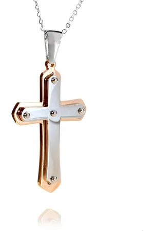 Karisma Kette mit Anhänger Edelstahl Kettenanhänger Kreuz IP Plating Rosé Gold Unisex, Edestahlkette - 45.0 Zentimeter - Verkäufer: Schmuck