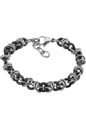 Amello Edelstahlarmband Ringe Armband silber schwarz (Armband), Armbänder für Damen Edelstahl (Stainless Steel) - Verkäufer: Fit4Style Silberschmuck - IMPPAC
