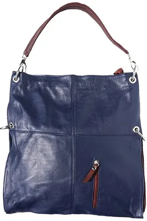 Florence Schultertasche Hobo Bag Echtleder Handtasche (Beuteltasche, Beuteltasche), Damen Tasche Echtleder blau, braun, Made-In Italy - Verkäufer: Fit4Style Silberschmuck - IMPPAC