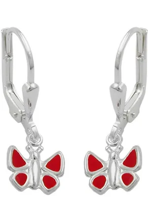 GALLAY Paar Ohrhänger Ohrhänger Ohrringe 22x7mm Schmetterling rot lackiert Silber 925 (1-tlg) - Verkäufer: Cats Collection