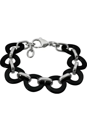 Amello Edelstahlarmband Ring Armband silber schwarz (Armband), Armbänder für Damen Edelstahl (Stainless Steel) - Verkäufer: Fit4Style Silberschmuck - IMPPAC