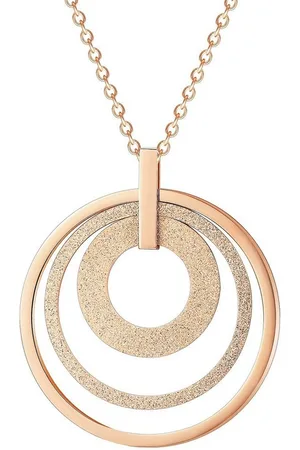 Karisma Kette mit Anhänger Damen Edelstahl Anhängerkette Collier 3 Kreise, 80cm Lang CQD105 - Roségold - Verkäufer: Schmuck
