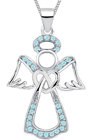 Goldene Hufeisen Kette mit Anhänger Mädchen Kinder Schutzengel Anhänger mit Kette aus 925 Sterling Silber (2-tlg, inkl. Etui), Schmuck Geschenk, mit Zirkonia Steine - Verkäufer: