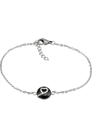 Amello Edelstahlarmband Herzchen Armband silber schwarz (Armband), Armbänder für Damen Edelstahl (Stainless Steel) - Verkäufer: Fit4Style Silberschmuck - IMPPAC