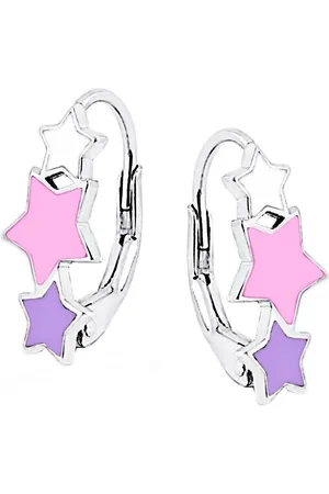Goldene Hufeisen Paar Ohrhänger Sterne Klappbrisuren Ohrringe aus 925 Sterling Silber mit Emaille (1 Paar, inkl. Etui), rhodiniert - Verkäufer: