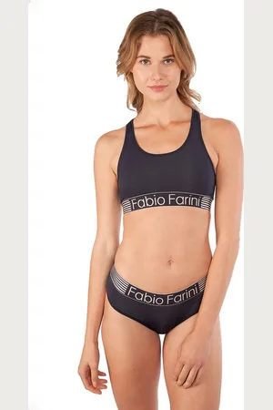 Fabio Farini Sport-BH Damen Unterwäsche - nahtlose Sport-Bustier aus Baumwolle (Set, 1-tlg., mit Panty) bügellos, mit Mesheinsatz im Rücken und Logo-Bund - Verkäufer: