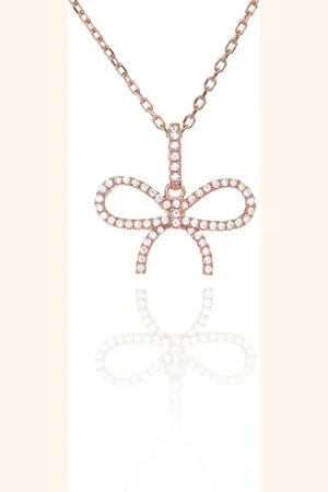 Karisma Kette mit Anhänger Damen roségold Sterling Silber 925 Anhänger Schleife, Halskette Weiss - Verkäufer: Schmuck