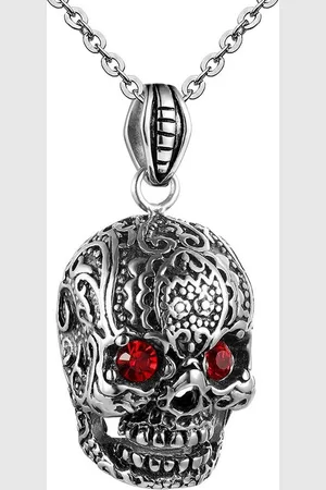 Karisma Kette mit Anhänger Männer Edelstahl Anhänger Halskette - Totenkopf, mit Edelstahlkette - Rote Augen - Verkäufer: Schmuck