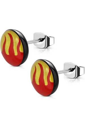 Bungsa Ohrring-Set Ohrstecker rund Flammen Silber aus Edelstahl Unisex (1 Paar (2 Stück), 2-tlg), Ohrschmuck Ohrringe - Verkäufer: