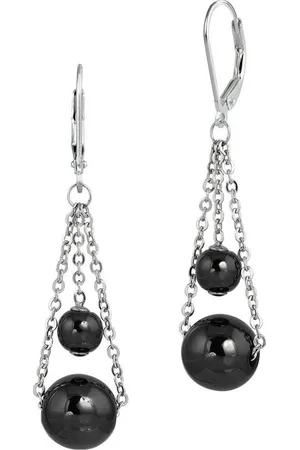 Amello Paar Ohrhänger Ohrringe Edelstahl Keramik (Ohrhänger), Damen Ohrhänger Kugeln Edelstahl (Stainless Steel), in silberfarben, s - Verkäufer: Fit4Style Silberschmuck - IMPPAC