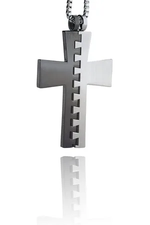 Karisma Kette mit Anhänger Edelstahl Anhänger Kreuz XL Liebe 2 Teile Schwarz PVD Mit, Edlstahlkette - Herrenschmuck - 55.0 Zentimeter - Verkäufer: Schmuck
