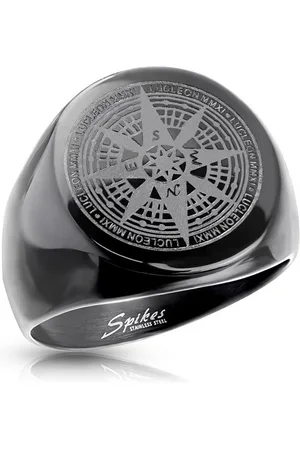 Bungsa Fingerring Ring Siegelring Kompass schwarz aus Edelstahl Herren (Ring, 1-tlg), Männer - Verkäufer: