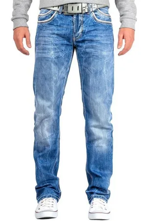 Cipo & Baxx Regular-fit-Jeans Hose BA-C0595 (1-tlg) Stonewashed Effekt mit weißer Ziernaht - Verkäufer: bans24