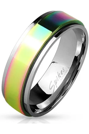 Bungsa Fingerring Ring Spinner Regenbogen aus Edelstahl Unisex (Ring, 1-tlg), Damen Herren - Verkäufer: