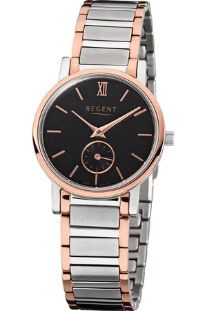 Regent Quarzuhr Damen-Armbanduhr silber rosegold, (Analoguhr), Damen Armbanduhr rund, klein (ca. 27mm), Edelstahlarmband - Verkäufer: Fit4Style Silberschmuck - IMPPAC
