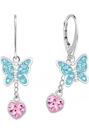 Goldene Hufeisen Paar Ohrhänger Schmetterling mit Rosa Herz Zirkonia Ohrringe 925 Silber (1 Paar, inkl. Etui), Handgefertigt - Verkäufer: