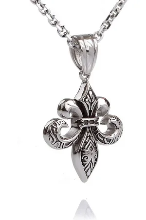Karisma Kette mit Anhänger Edelstahl Anhänger Bourbonische Lilie Geschwärzt, Mit Edelstahl Kette- Herrenschmuck - Verkäufer: Schmuck