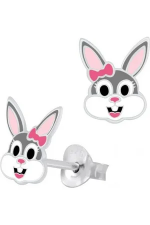 Goldene Hufeisen Paar Ohrstecker Mädchen Ohrstecker Hase Kinder Ohrringe aus 925 Sterling Silber (1 Paar, inkl. Etui), mit Emaille - Verkäufer: