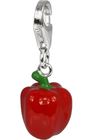 SilberDream Charm-Einhänger Charm 925er Silber Emaille, Paprika Anhänger 925 Sterling Silber, rot, silber, grün - Verkäufer: Fit4Style Silberschmuck - IMPPAC