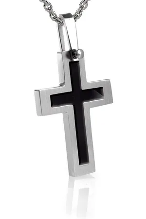 Karisma Kette mit Anhänger Edelstahl Anhänger Kreuz Enamel Schwarz Mit Edelstahl Kette, - EPD1639 - 50.0 Zentimeter - Verkäufer: Schmuck
