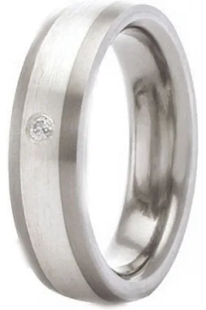 vivance collection Partnerring Classic Titanium Ring mit 925 Silber Inlay und 1 Zirkonia - Verkäufer: KINGKA