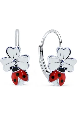Goldene Hufeisen Paar Ohrhänger Mädchen Kinder Marienkäfer Kleeblatt Ohrringe aus 925 Silber (1 Paar, inkl. Etui), Kinderschmuck - Verkäufer: