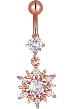 Karisma Bauchnabelpiercing Edelstahl Bauchnabelpiercing Anhänger Banana Blume Zirkonia - HB179 - Roségold - Verkäufer: Schmuck