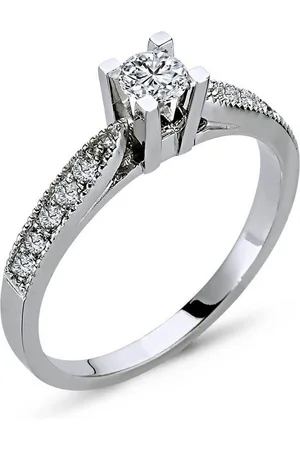 EinStein Diamant Diamantring 0,45 Carat Diamant Solitär Ring Verlobungsring 14 Karat Weißgold, Rubin, Diamantring, Damenring, Unbehandelter Diamant, Brillant-Schliff - Verkäufer: