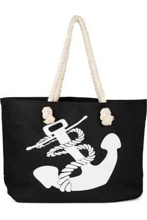 styleBREAKER Strandtasche Flechtoptik Strandtasche mit Anker Print (1-tlg) - Verkäufer:
