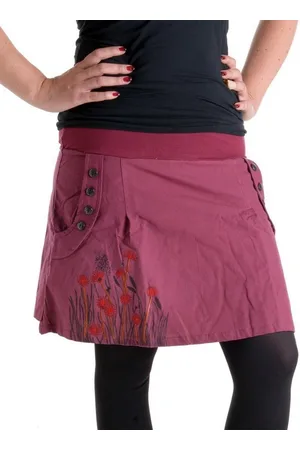 Vishes Minirock Bedruckter und bestickter Baumwollrock mit Blumen Cacheur, Ethno, Hippie, Goa, Boho Style - Verkäufer: - Alternative Bekleidung