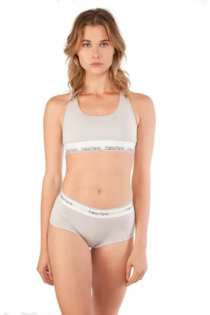 Fabio Farini Sport-BH Damen Unterwäsche - Sport Bustier mit Designer-Bund (Set, 1-tlg., mit Panty) bügellos im sportlichen Look mit Logo-Bund - Verkäufer: