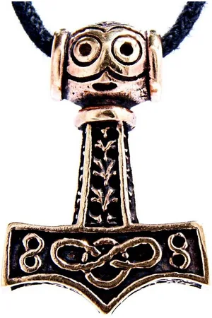 Kiss of Leather Kettenanhänger Thorshammer Mjölnir Nordisch Wikinger Thorhammer Augen Anhänger Bronze - Verkäufer: