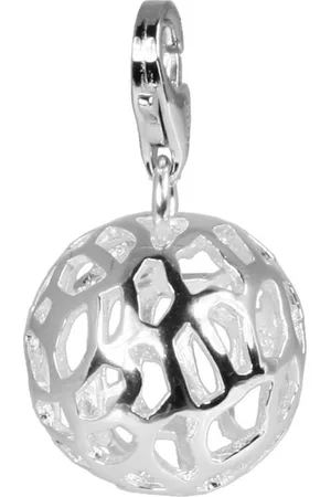 SilberDream Charm-Einhänger Charm 925 Echt Silber Ketten, Muster Ball Anhänger 925 Sterling Silber, silber, weiß, Made-In German - Verkäufer: Fit4Style Silberschmuck - IMPPAC