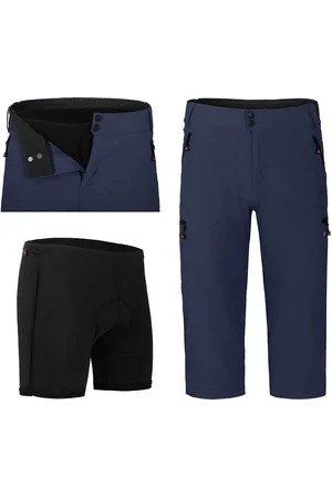 Bergson Fahrradhose PORVOO Capri (mit gepolsterter Innenhose) Herren 3/4 Radhose, robust, elastisch, Normalgrößen, peacoat - Verkäufer: