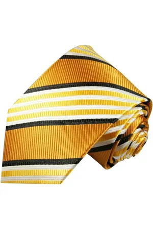Paul Malone Krawatte Moderne Herren Seidenkrawatte gestreift 100% Seide Breit (8cm), gold orange 264 - Verkäufer: Jung GmbH
