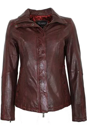 Jilani Lederjacke - Damen Lederjacke Lammnappa dunkelrot antik - Verkäufer: Lederjacken24