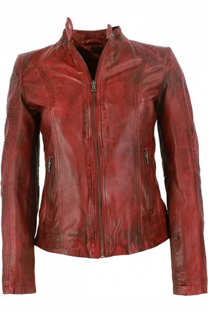 Mark Maddox Lederjacke - Damen Lederjacke Lammnappa dunkelrot - Verkäufer: Lederjacken24