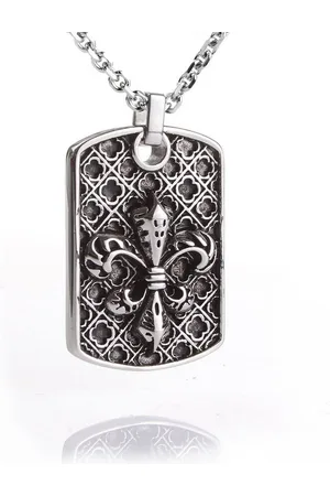 Karisma Kette mit Anhänger Edelstahl Anhänger Dog Tag Bourbonische Lilie Geschwärzt, Und Edelstahl Kette- Herrenschmuck - 55 Zentimeter - Verkäufer: Schmuck