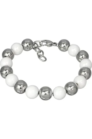 Amello Edelstahlarmband Kugeln Armband silber weiß (Armband), Armbänder für Damen Edelstahl (Stainless Steel) - Verkäufer: Fit4Style Silberschmuck - IMPPAC