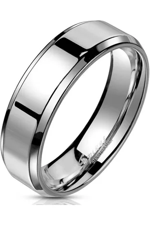 Bungsa Fingerring Ring schräger Rand Silber aus Edelstahl Unisex (Ring, 1-tlg), Damen Herren - Verkäufer: