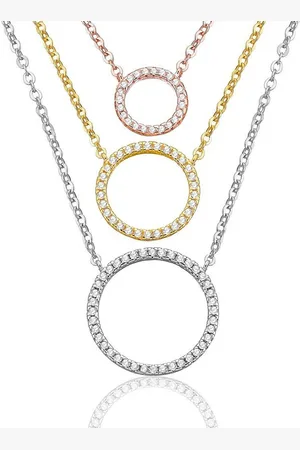 Karisma Kette mit Anhänger 3-Reihige Silber Kette 925 3-Farben Gelbgold Roségold Silber, rhodiniert Kreisen - Verkäufer: Schmuck
