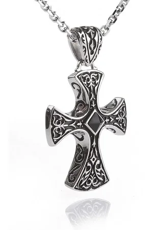 Karisma Kette mit Anhänger Edelstahl Mittelalter Anhänger Kreuz XL Mit Zikonia Schwarz, Und Edelstahl Kette - Herrenschmuck - 50.0 Zentimeter - Verkäufer: Schmuck