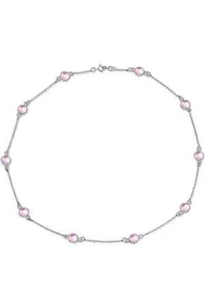 Ailoria Silberkette LAVANDE Halskette Pink Quarz (1-tlg), 925 Sterling Silver mit 10 Edelsteinen - Verkäufer: Lifestyle Delights
